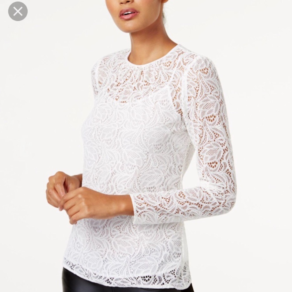 Michael Kors white lace blouse with cami NWT- M